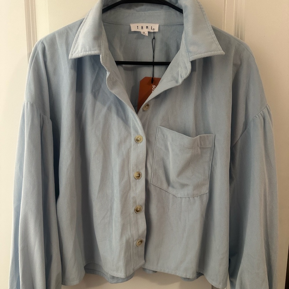 Women’s light blue corduroy cropped jacket - NEW WITH TAGS